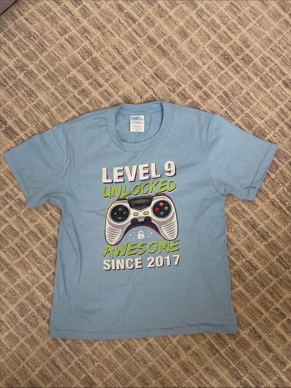 Level 9 Unlocked Kids Graphic Tee - Light Blue